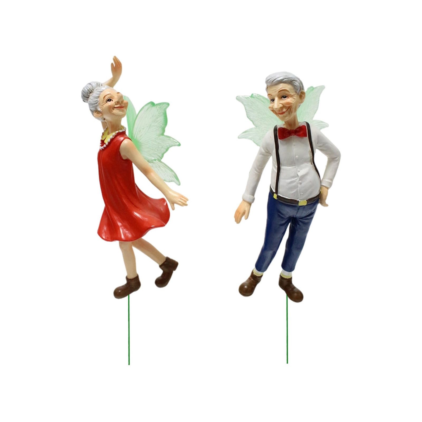 VIVIANYO HD 2PCS Fairy Garden Stakes Elegant the Old Couple Fariy Boy and Gir…