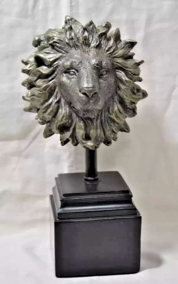 Lion Statue Sculpture Figure Bronze Color Resin Home Decor