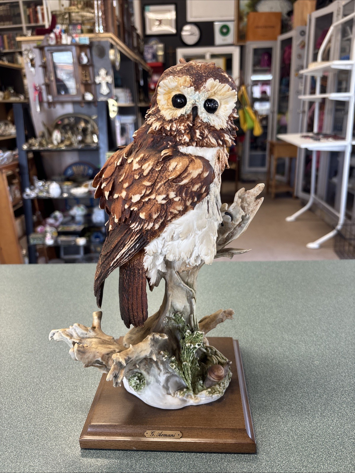Giuseppe Armani Porcelain Brown Owl Sculpture Florence Figurine Capodimonte 1985