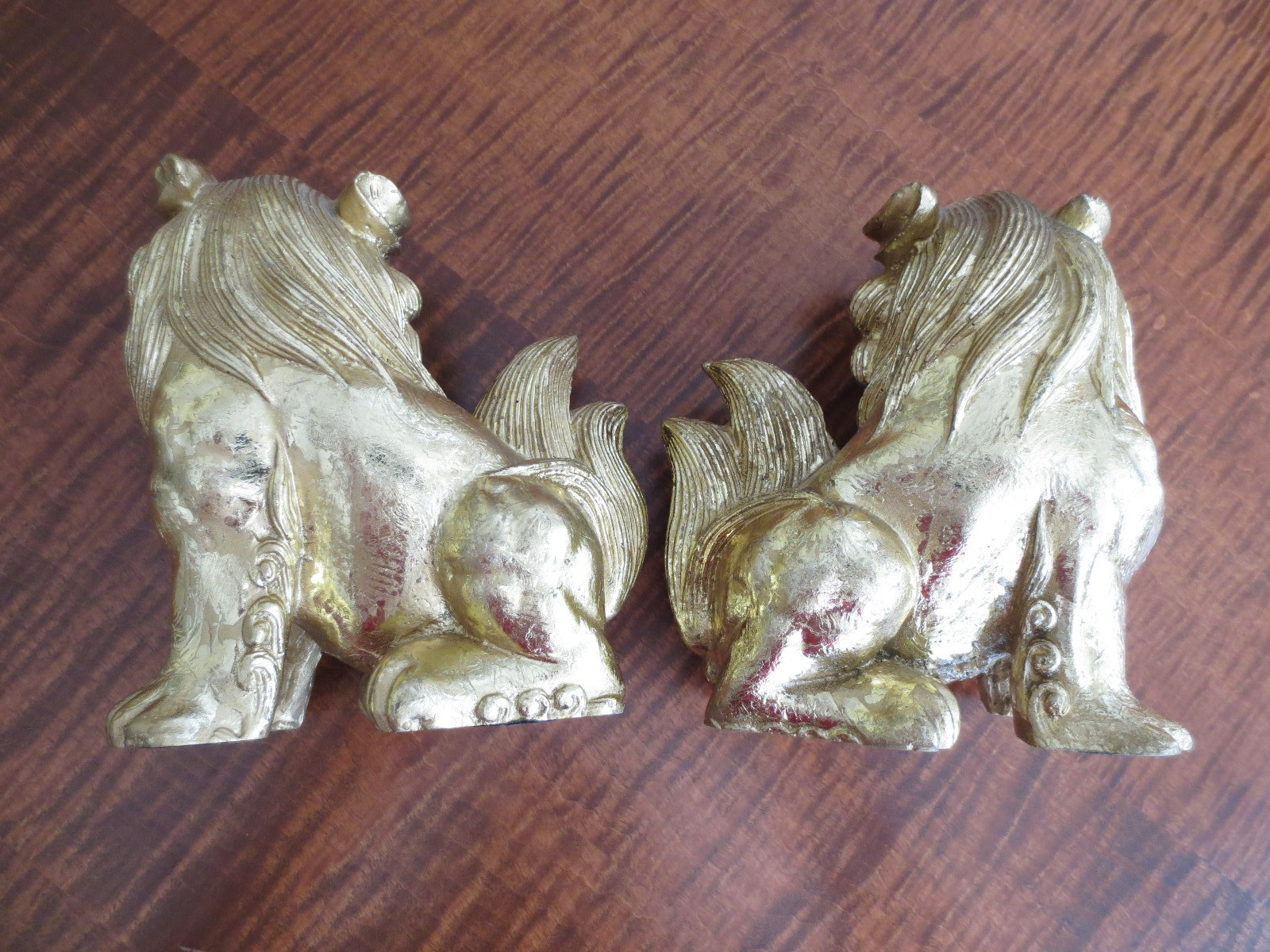 Pair of Chinoiserie Gold Tone Gilt Foo Dogs by Sadek