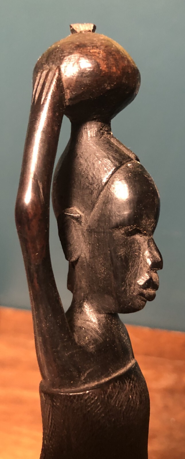 Hand Carved Ebony 10 1/2″ Tall Female Folk Art Tribal Figurine Made In Kenya
