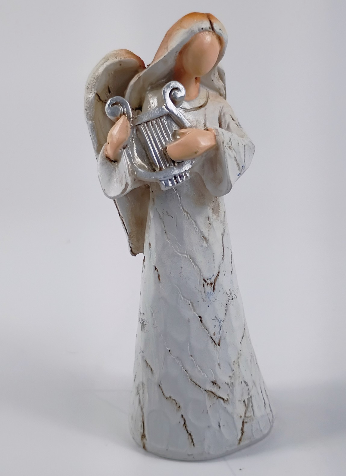 Mandolin and Harp Angel Figures. Lot of Two.