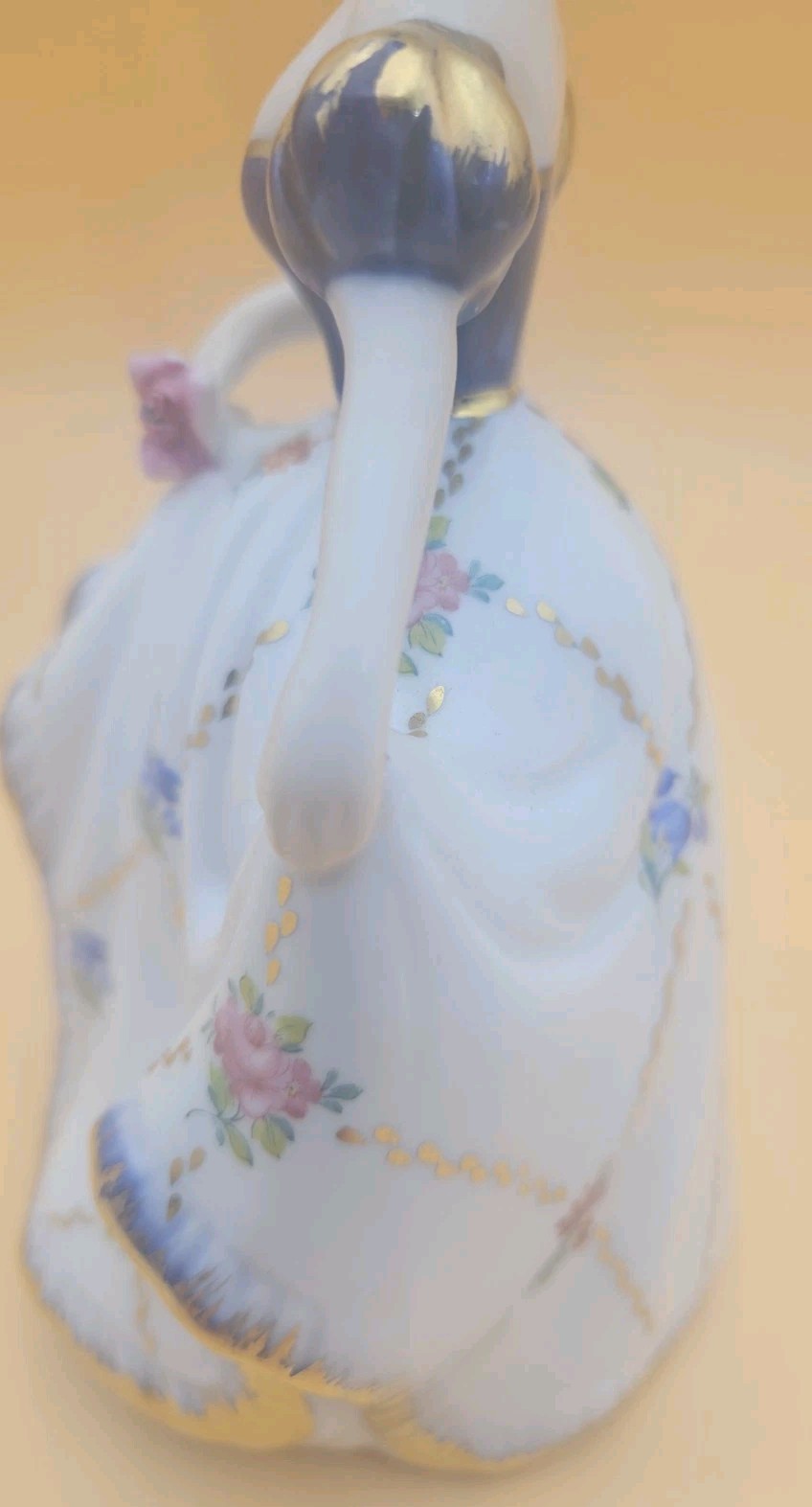 Cracker Barrel Victorian Dancing Lady Porcelain Figurine Flowers Gold Trim 7.5”