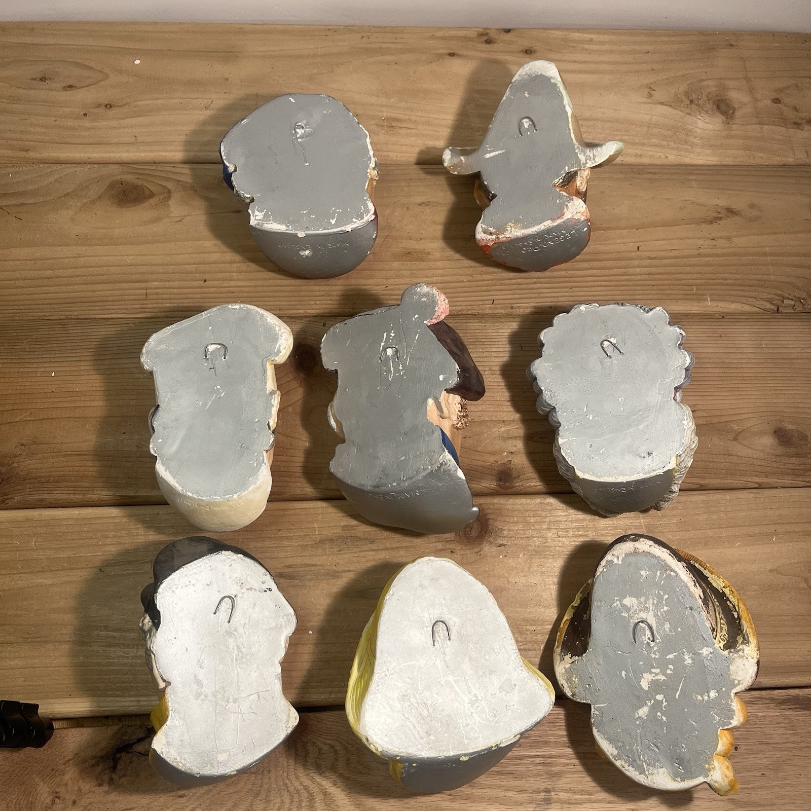 Lot of 8 Legends Products Chalkware Heads Made In England Vintage Antique Damage