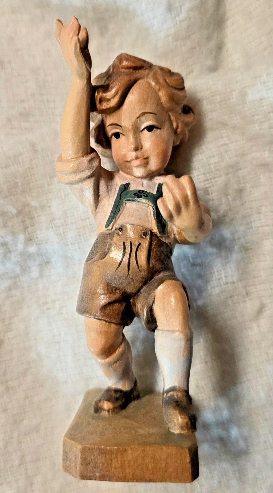 Vtg p Maeder Lucerne Switzerland “Boy high step” Hand carved Hand Painted Folk