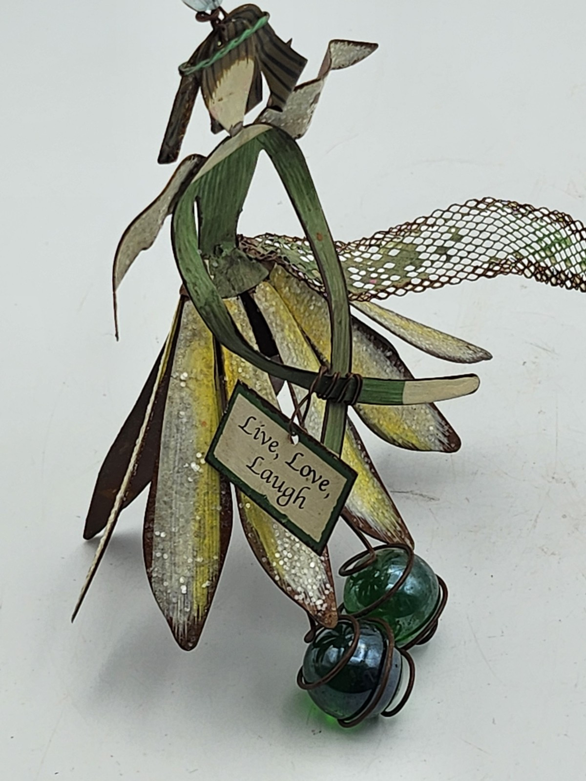Whimsical Metal Doll “Live, Laugh, Love” Hanging Mobile Girl Angel 8.2″L
