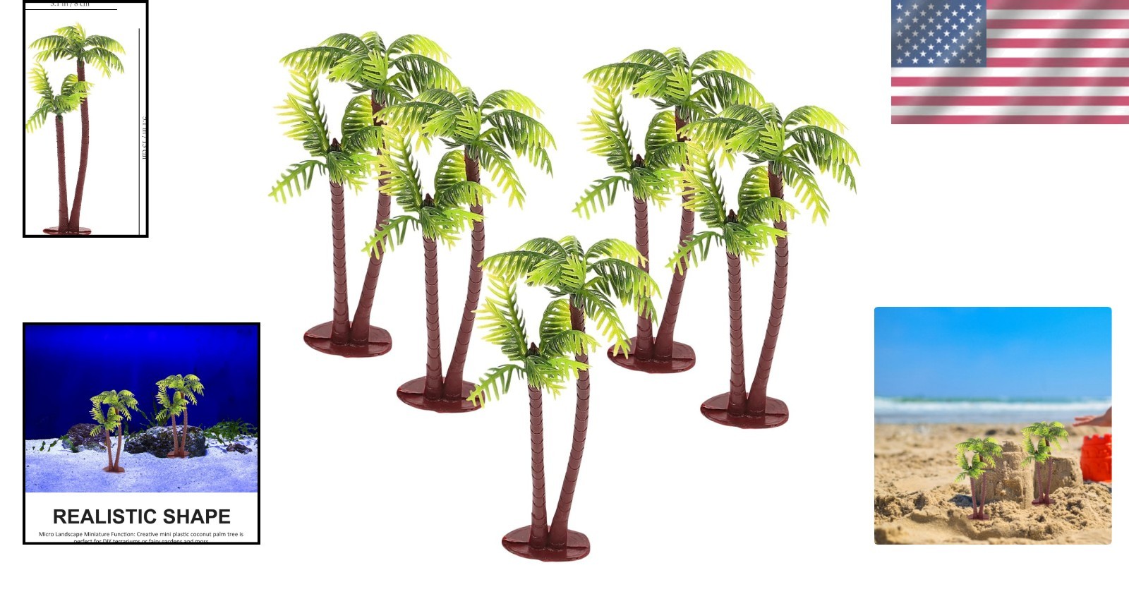 Miniature Palm Tree Decor Set 5pcs Fake Tropical Miniature Trees for Craft Ga…