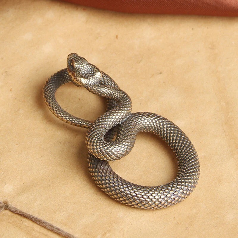 Brass Snake Figurine Statue Home Office Table Decoration Animal Figurines Toys
