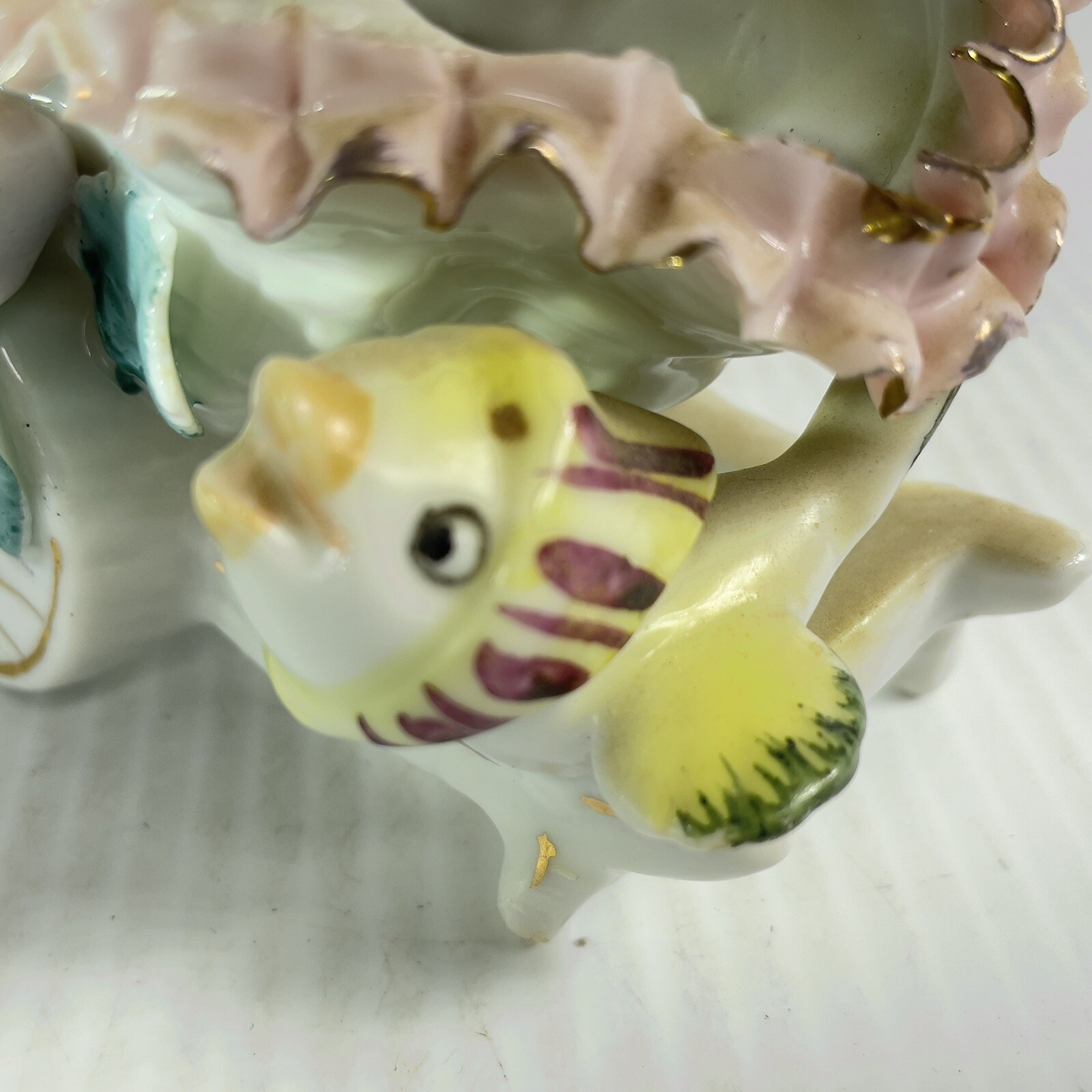 Porcelain Cart With Roses and a little Bird