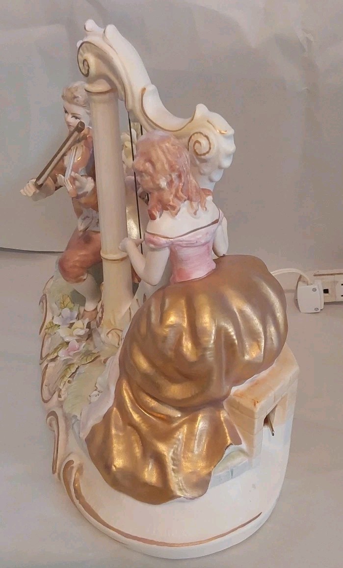Lenwile Ardalt Porcelain Figurine Lighted Lamp 11 X 15 X 8.5 Music Box No Chips
