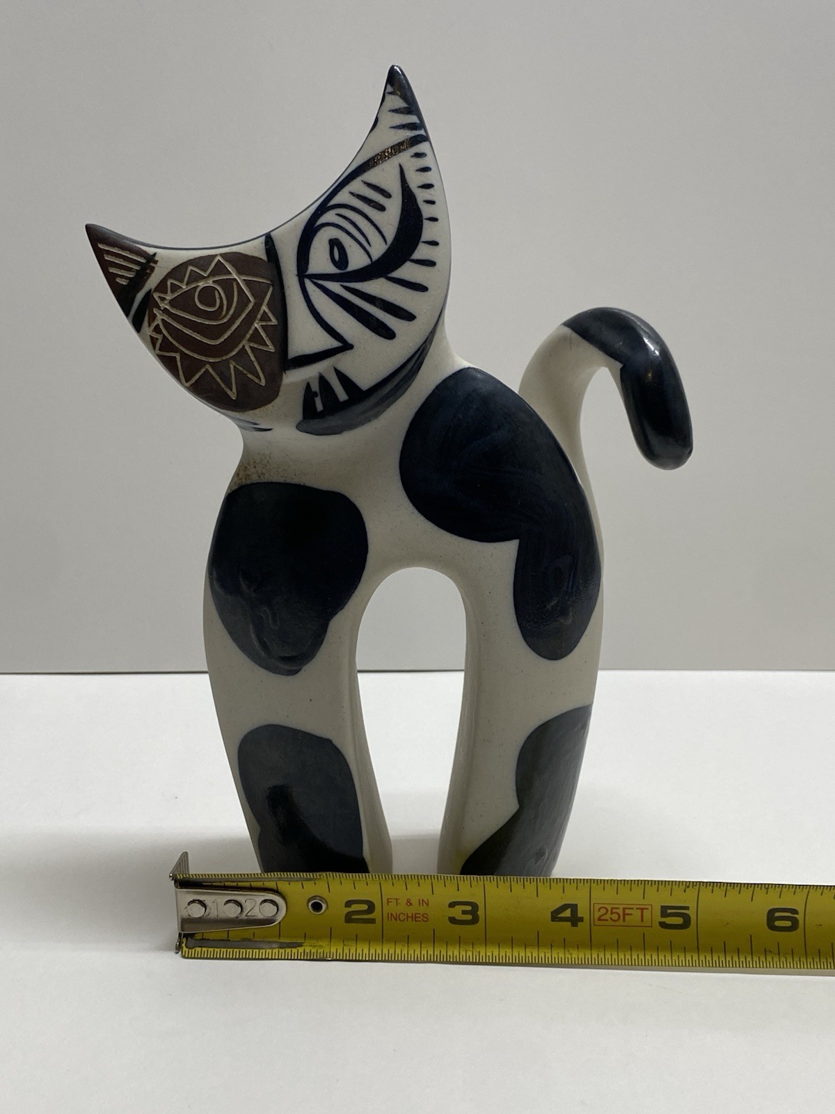 Spanish Picasso-Style Cubist Cat Abstract Ceramic Figurine by Otero Regal Signed