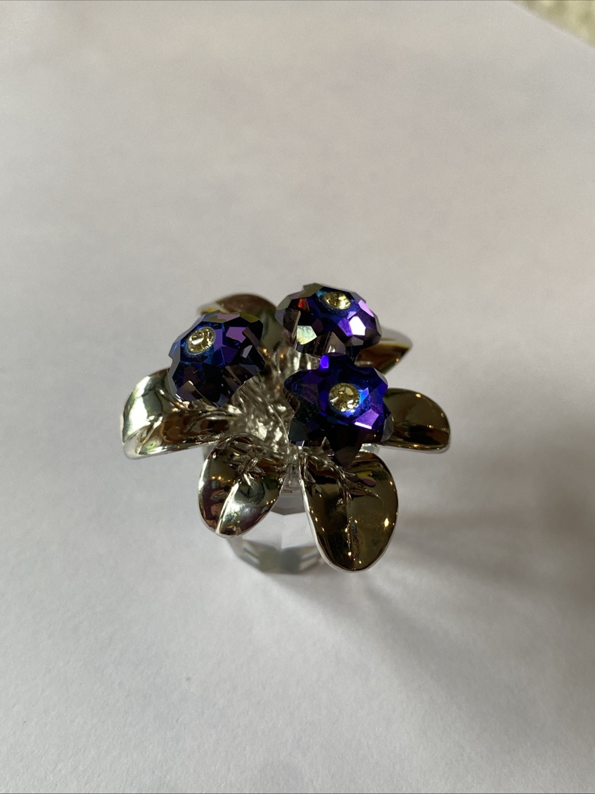 Swarovski Happy Flower Figurine Memories Blue Primula Rhodium # 718985