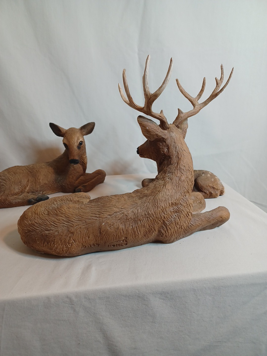Vintage Homco Deer Family 1984 Buck Doe Fawn Resin Farmhouse Man Cave Cabin USA