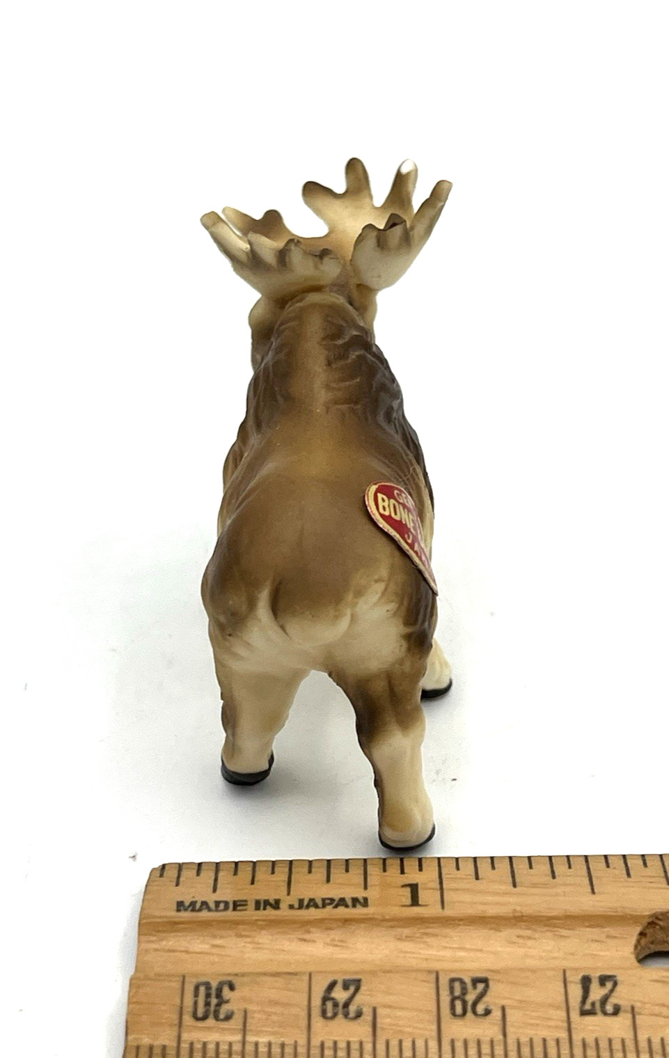 Vtg Miniature Bone China 3pc Moose Family Set Bull Cow Calf Figurine Japan 1960s