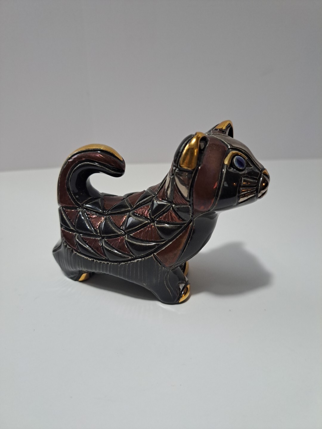 DeRosa Artesania Rinconda Cat Figurine 721 Silver Anniversary Collection Gold…