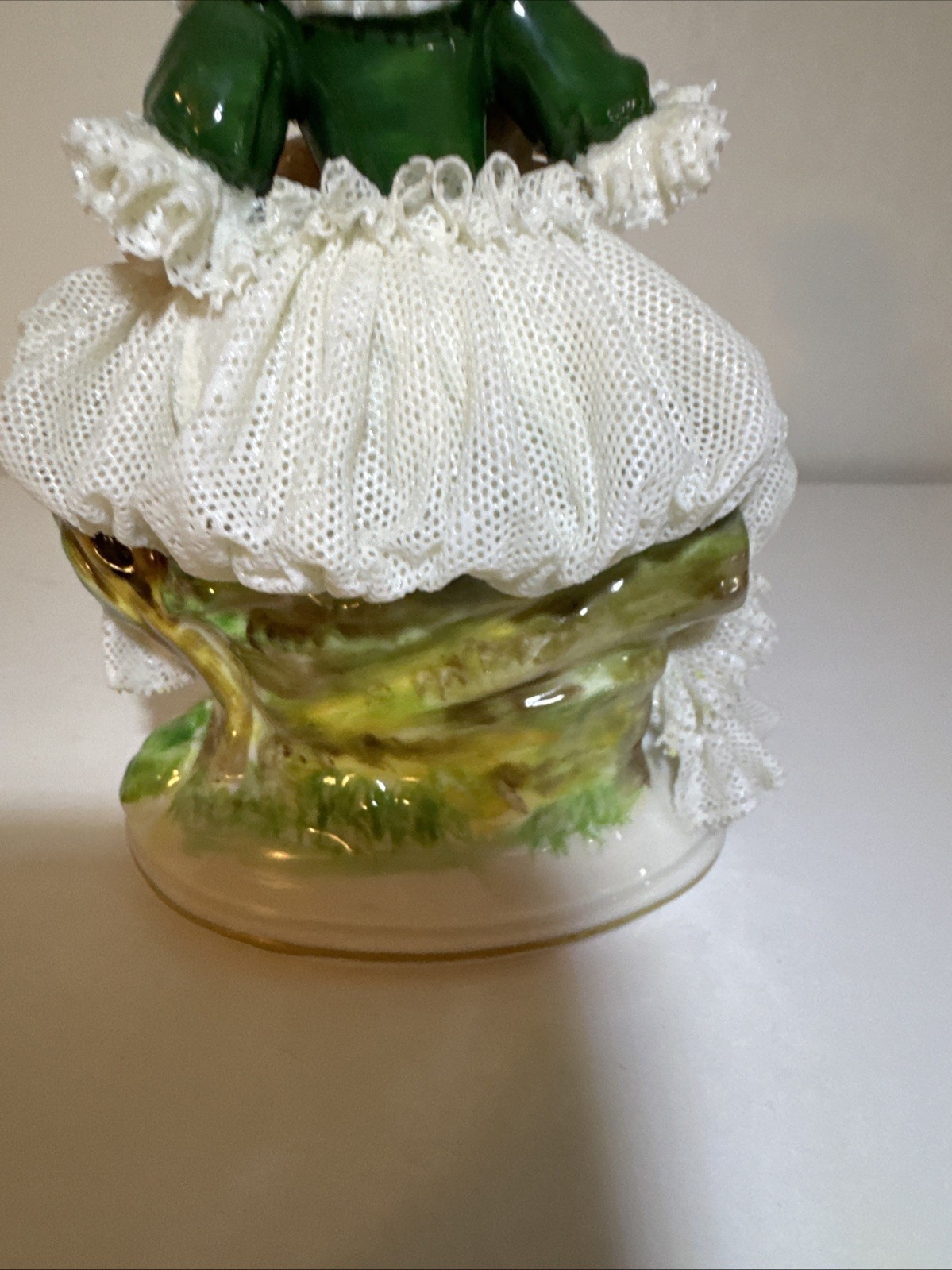 Dresden Lace Lady & Lamb Porcelain Figurine