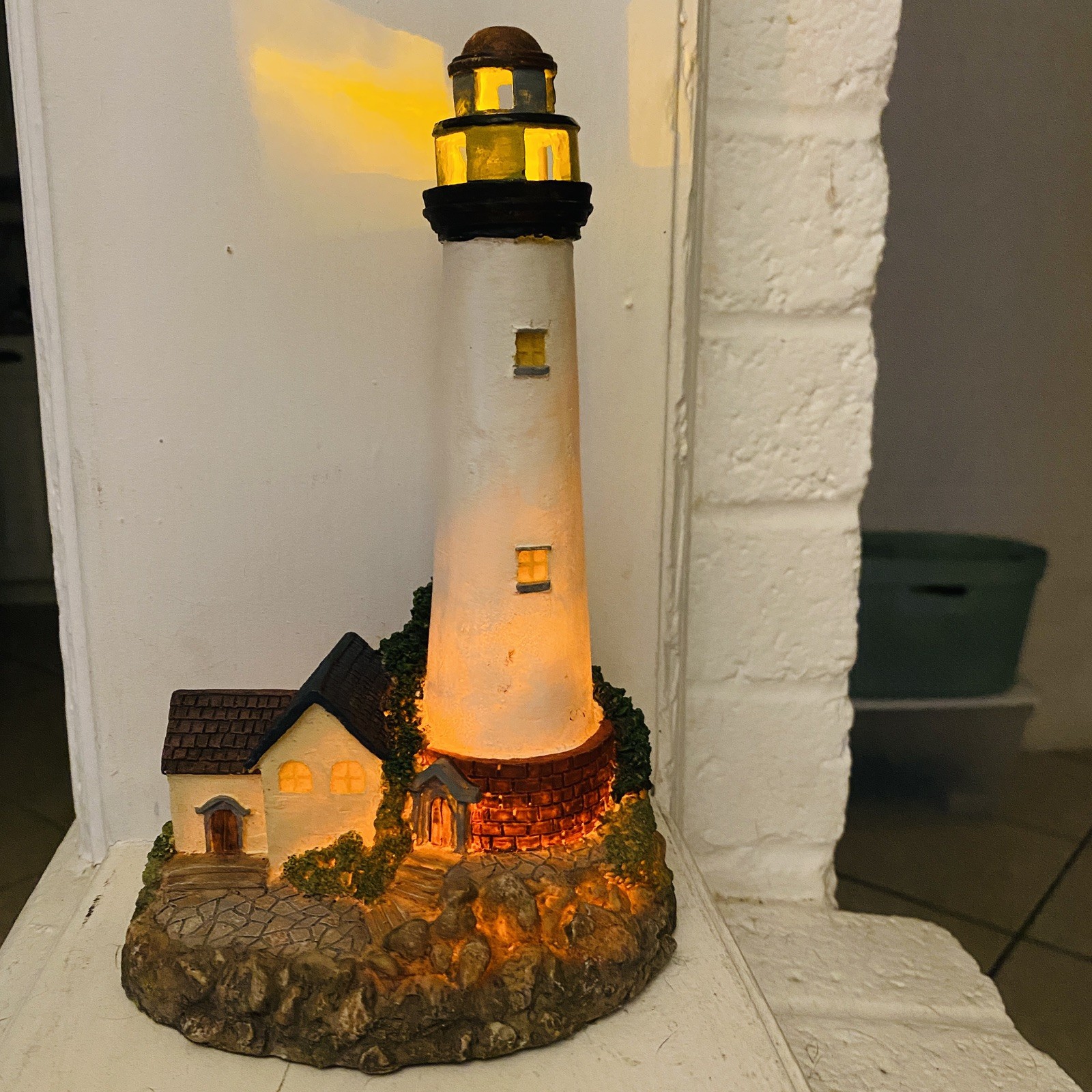 Lighthouse Lighted Nautical Decor Set Resin Beach Coastal Boating Sailing Theme
