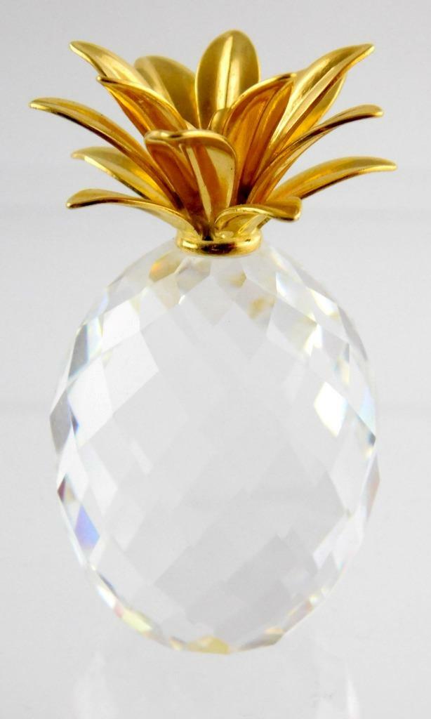 Swarovski Crystal Sparkling Fruit Small Pineapple Golden Leaves A+ CONDITION