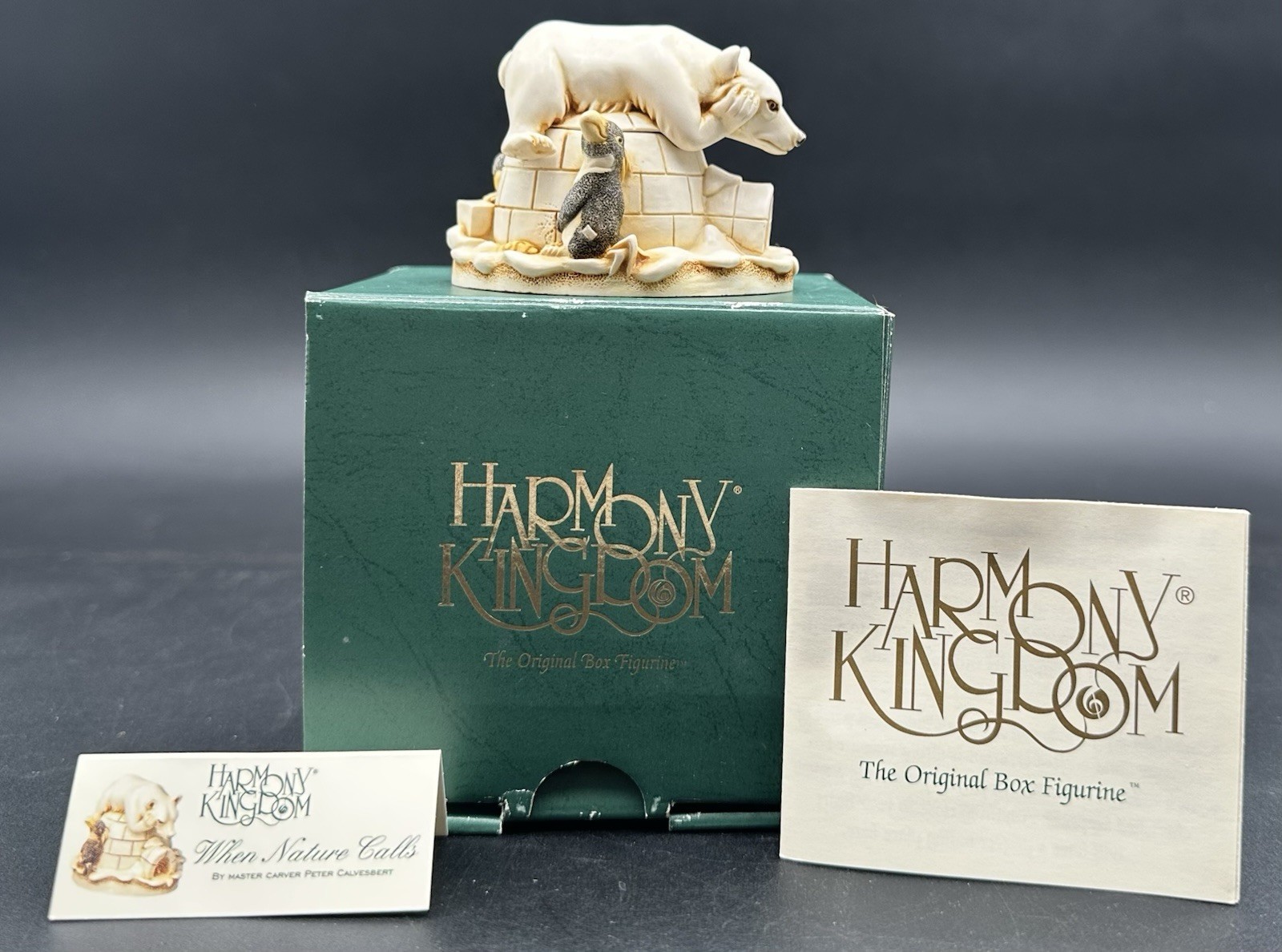 Harmony Kingdom When Nature Calls Igloo Polar Bear Penguin Figurine Trinket Box