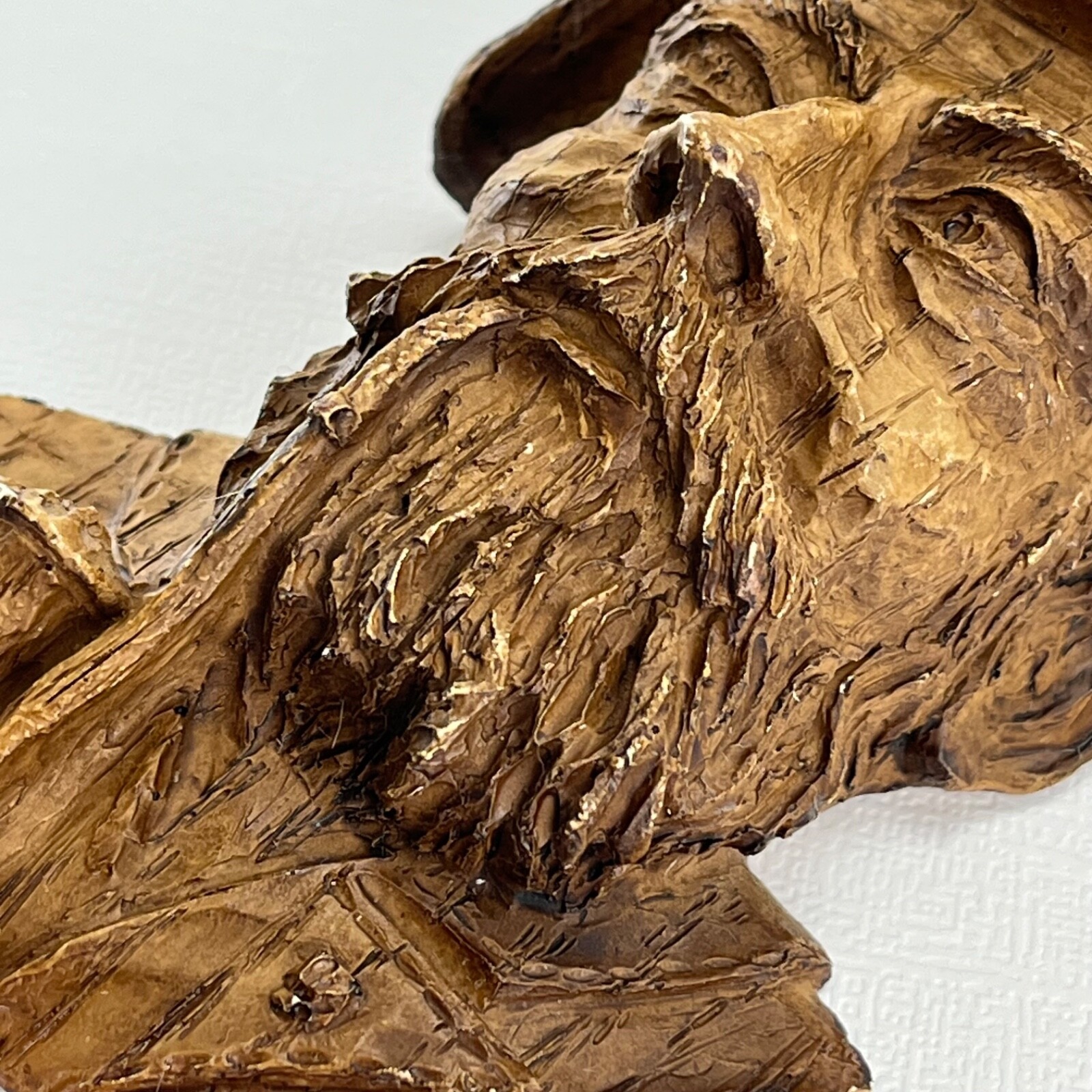 Old Man Smoking Pipe Small Cast Resin Black Forest Souvenir Wall Mount Sculpture