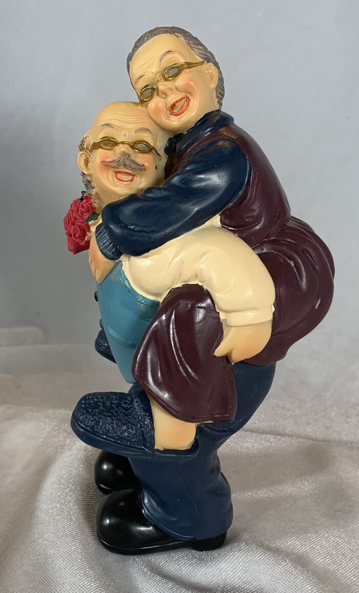 Grandparents Figurine, Grandpa Giving Grandma A Piggy Back Ride!