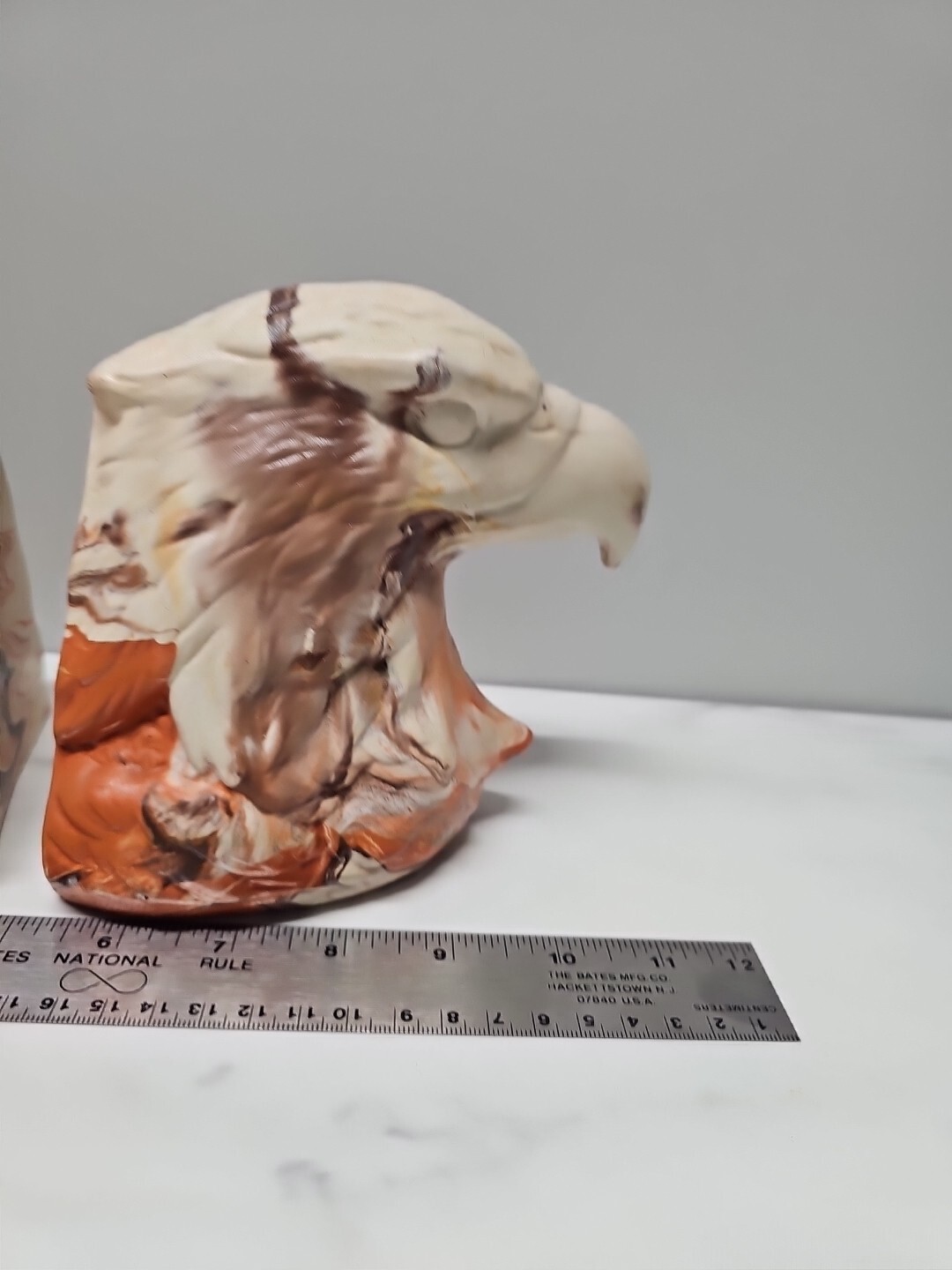 Vintage Native American Eagle Bookends Swirl Layered Clay Resin Western Decor