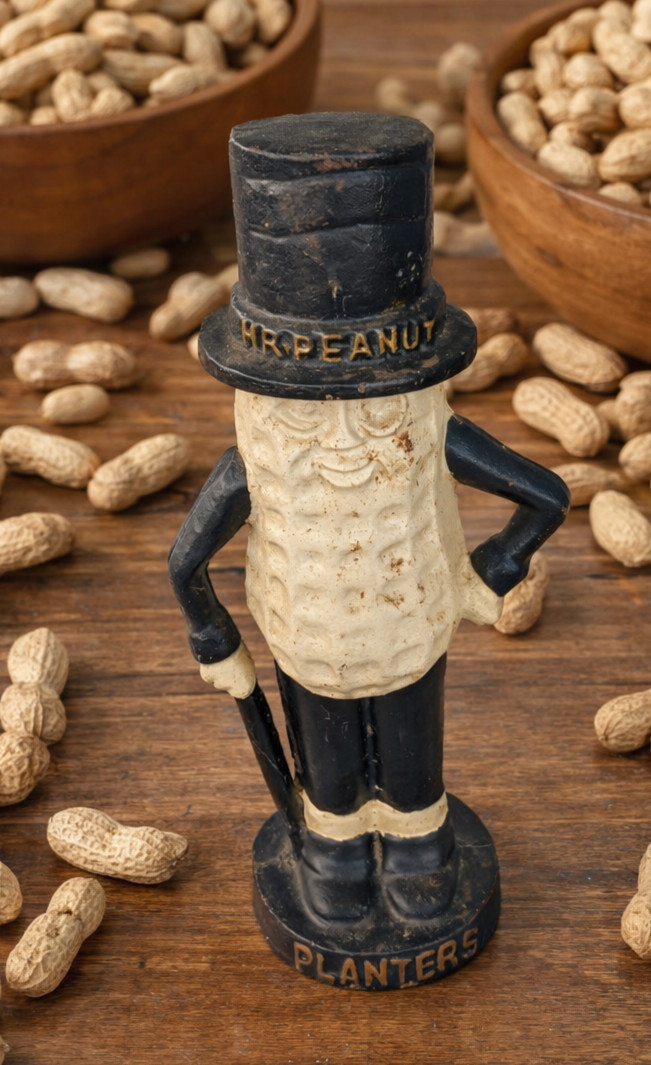 Mr. Peanut Cast Iron Bank – Vintage Planters Advertising Still Bank – Heavy 11″