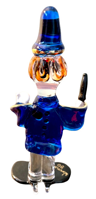 Handblown Art Glass Constable Clown Figurine with Night Stick