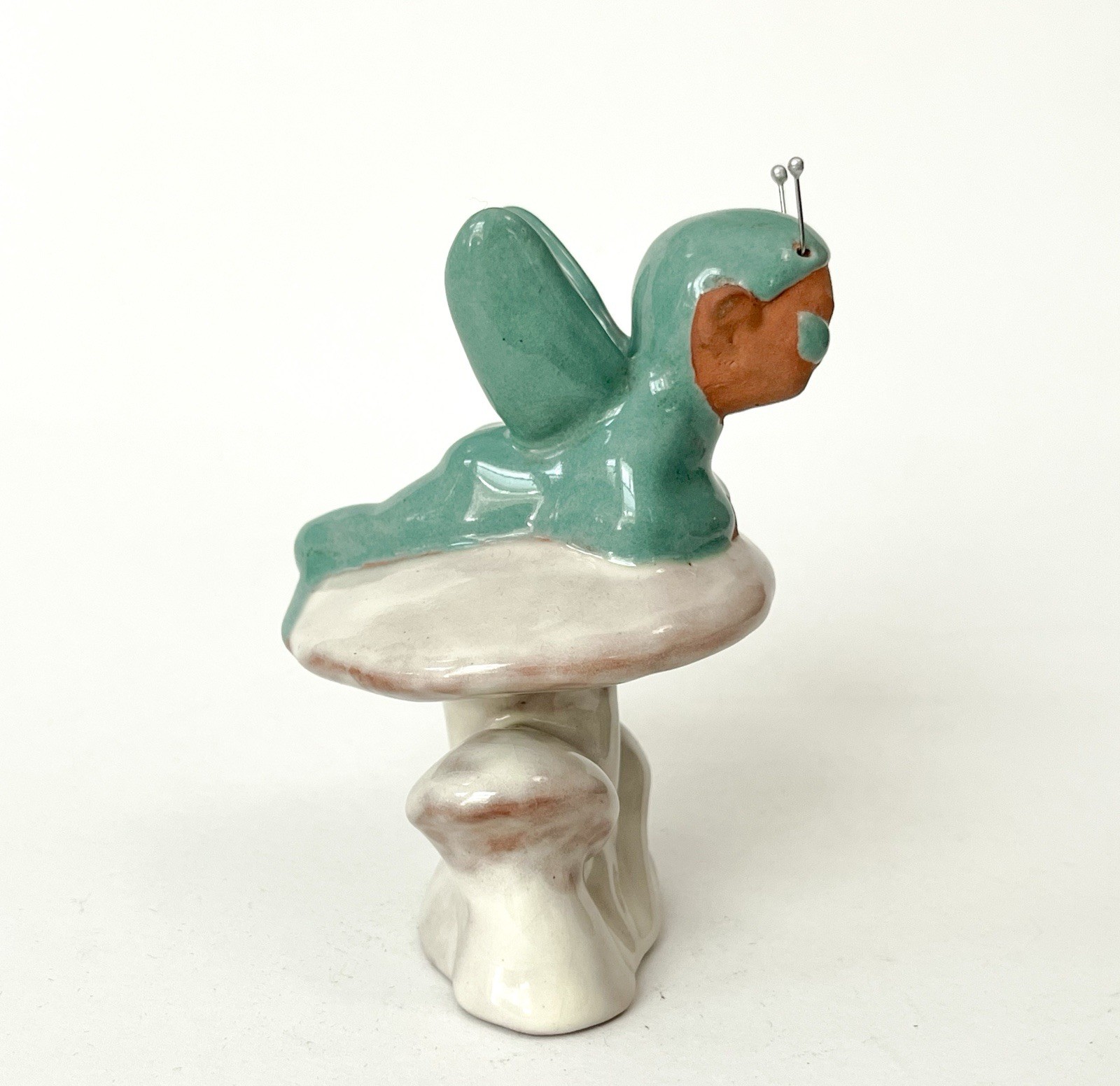 Elf Pixie Mushroom Doll Studio Pottery Figurine Porcelain Red Clay Porcelain VTG