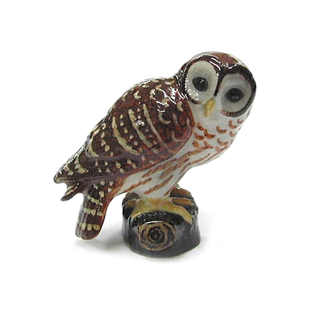 Northern Rose Owl – Barred Owl Decorative – Miniature Porcelain Figurine