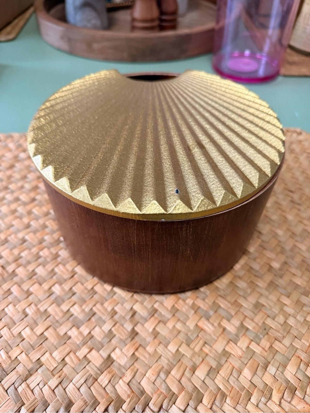 Ashland Gold and Brown Decorative Round Trinket Box