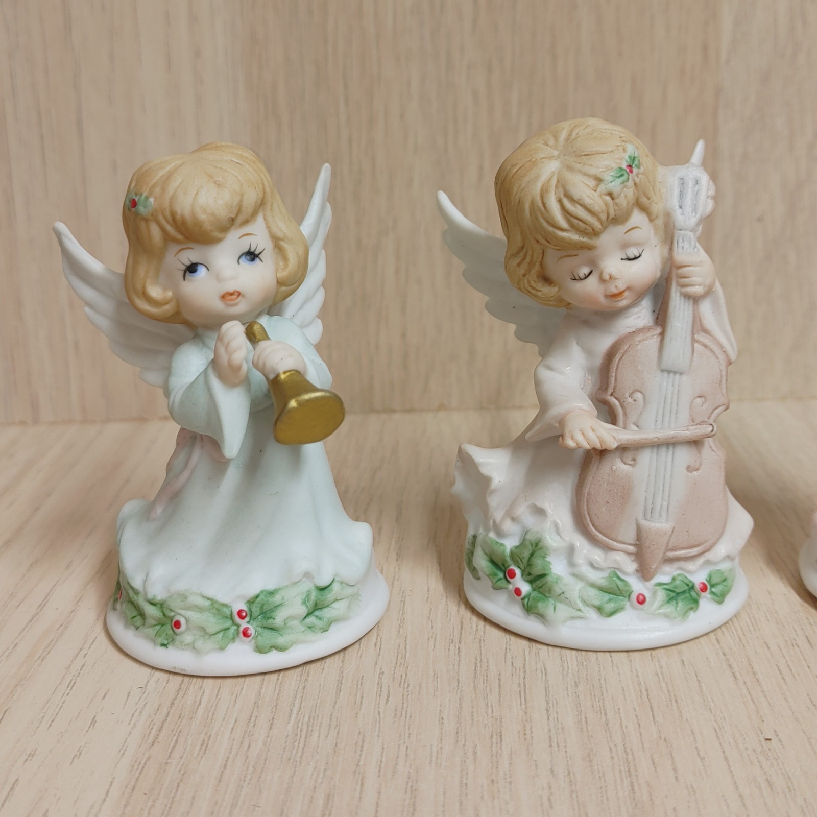 Vintage Lefton Angels Playing Instruments Figurine Set Of 4 Porcelain Christmas