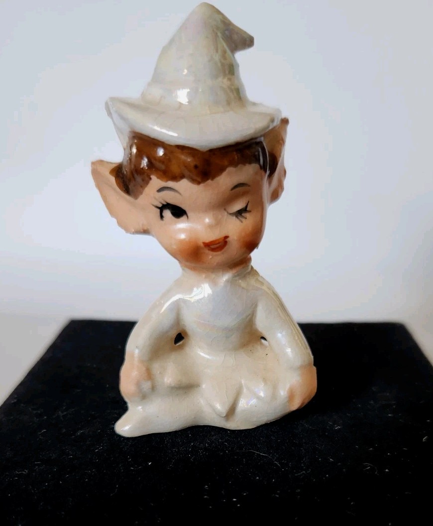 Lefton Whimsical Luster Blinking Eye Pixie Elf 1950’s Figurine
