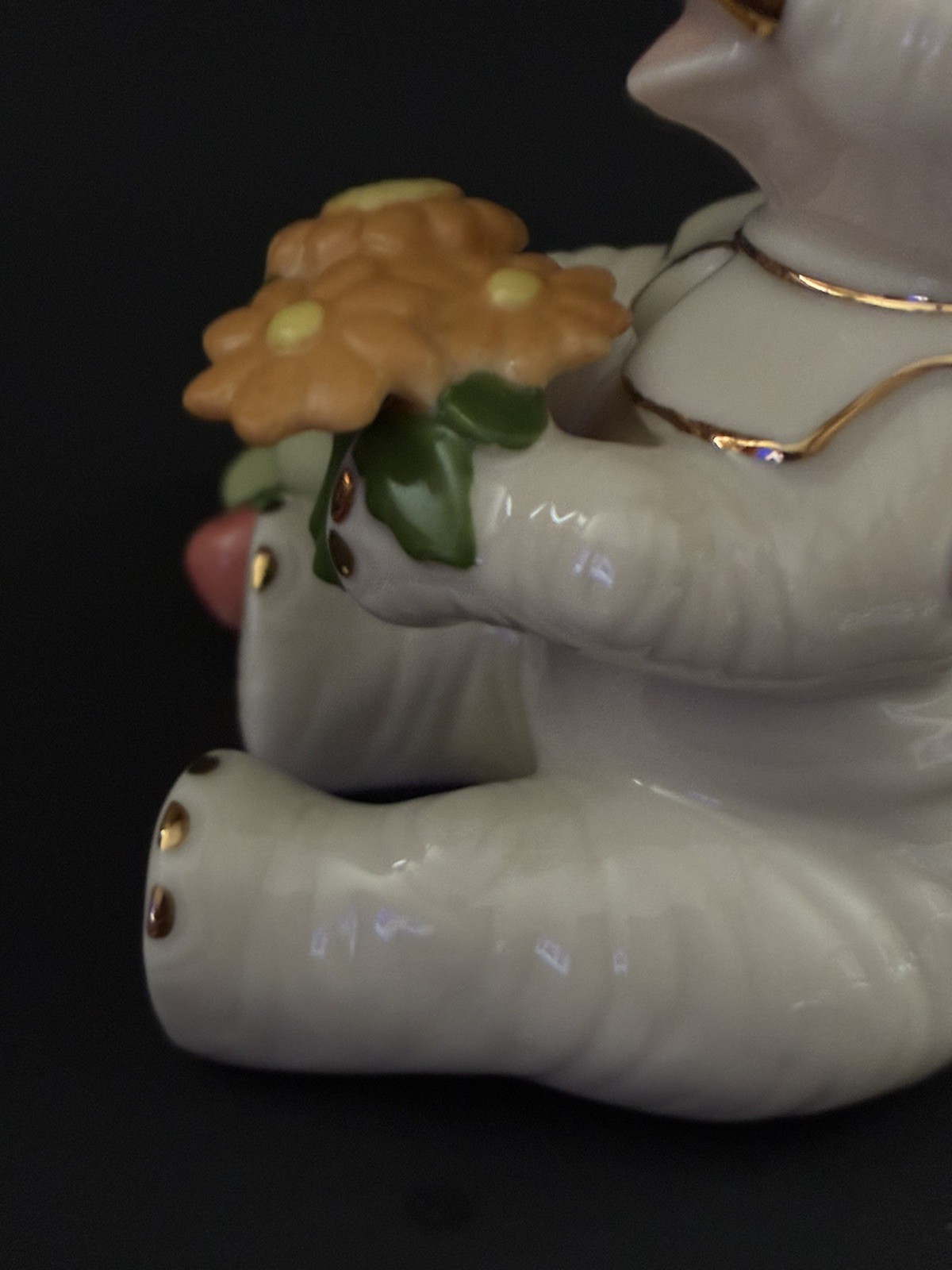 New LENOX Pachyderm Pilgrim Elephant Cornucopia Thanksgiving Feast Retired Vtg