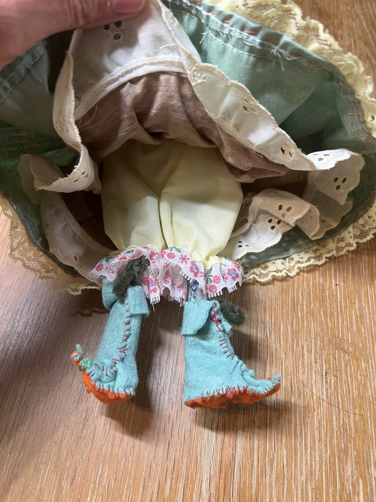 VTG Lucky Kitchen Witch Halloween Doll Figure Broom Hanging Folk Art Decor