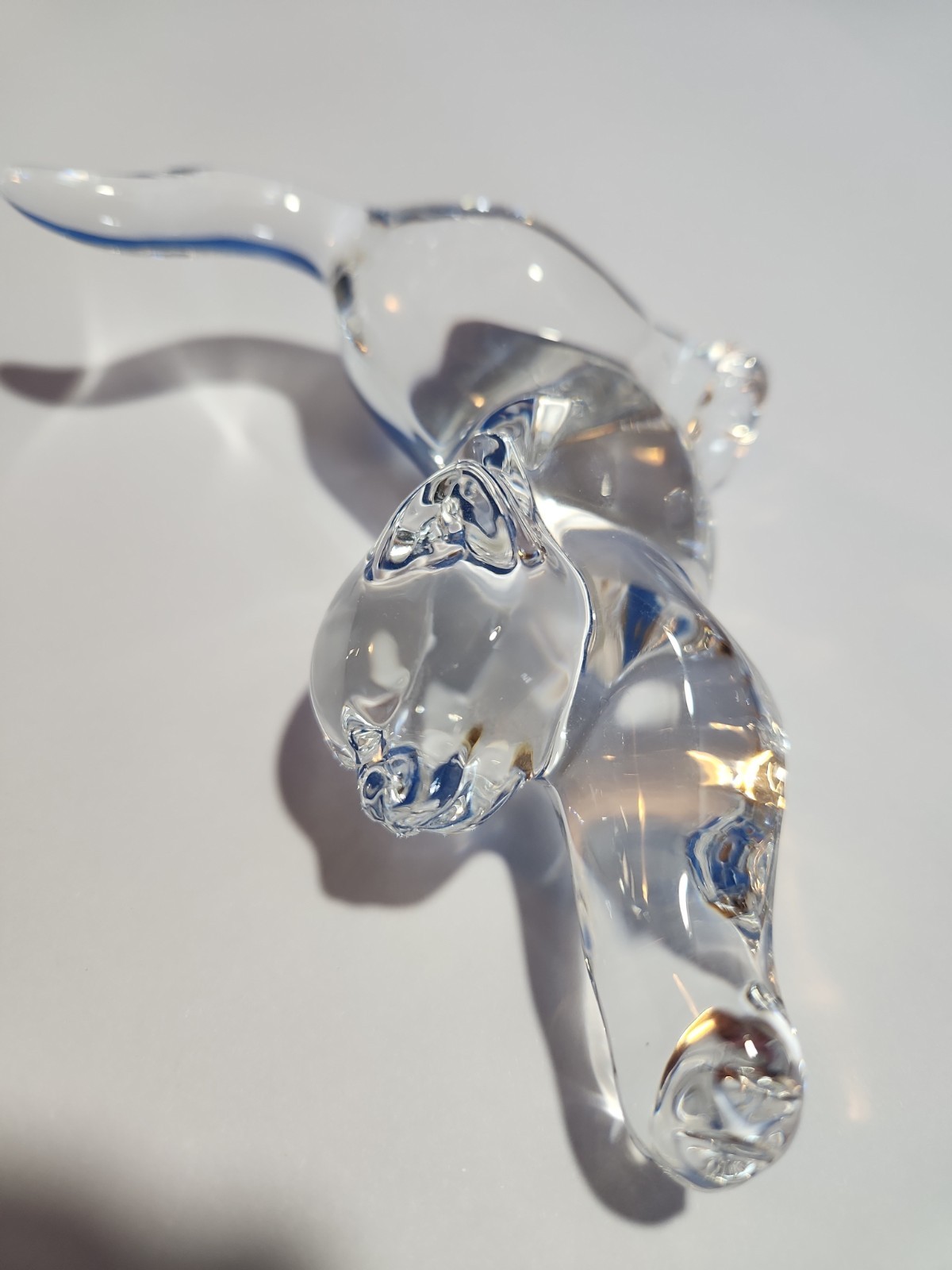Lenox Fine Crystal Stretching Cat Figurine 1994 Clear Smooth Animal Collectible