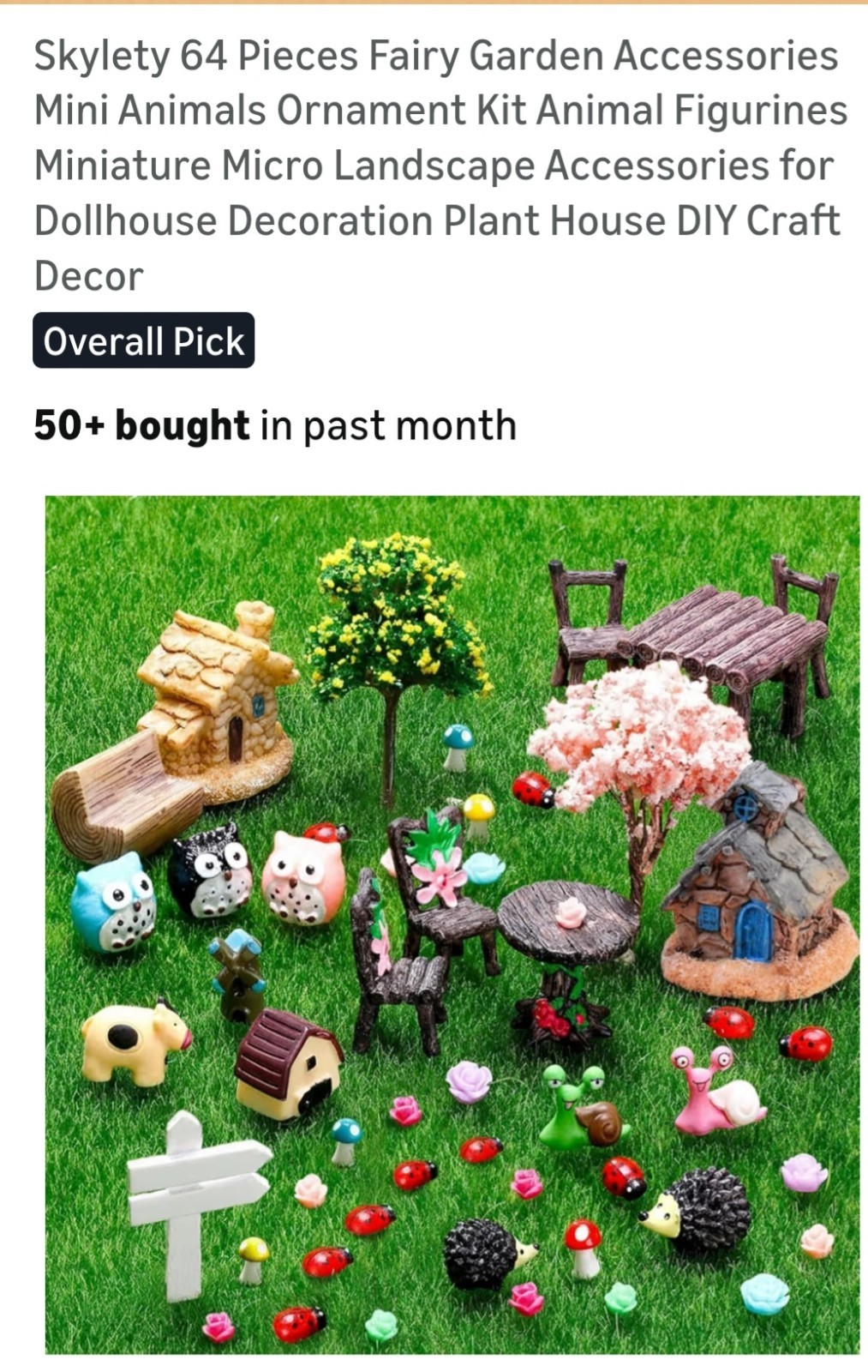 SkyletY 64 Piece Fairy Garden Animal & Dinosaur Miniature Figurine Ornament Kit