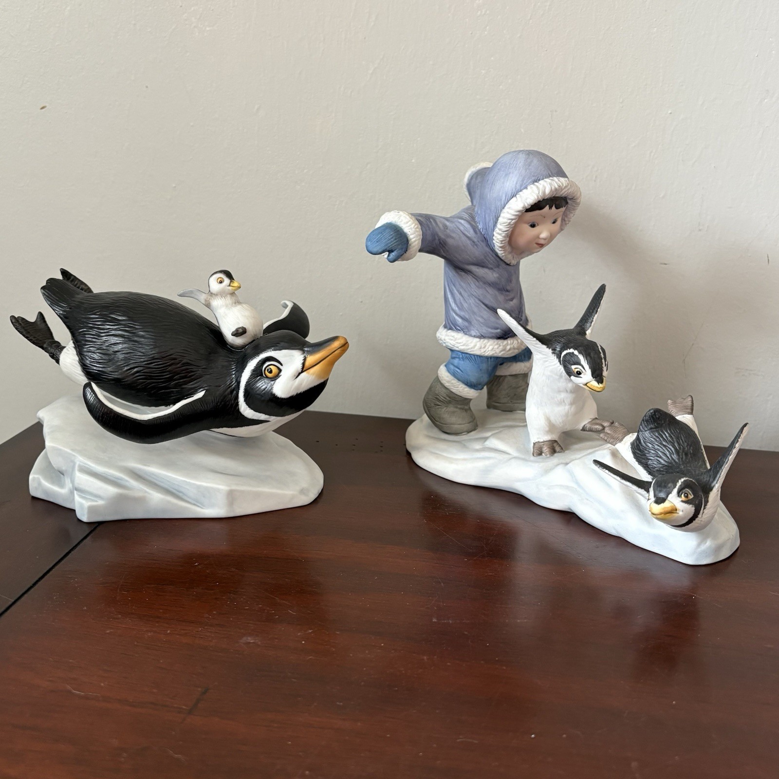 Franklin Mint 2 Porcelain Figurines -1990 Watch Out & 1987 Whee! Hand Painted