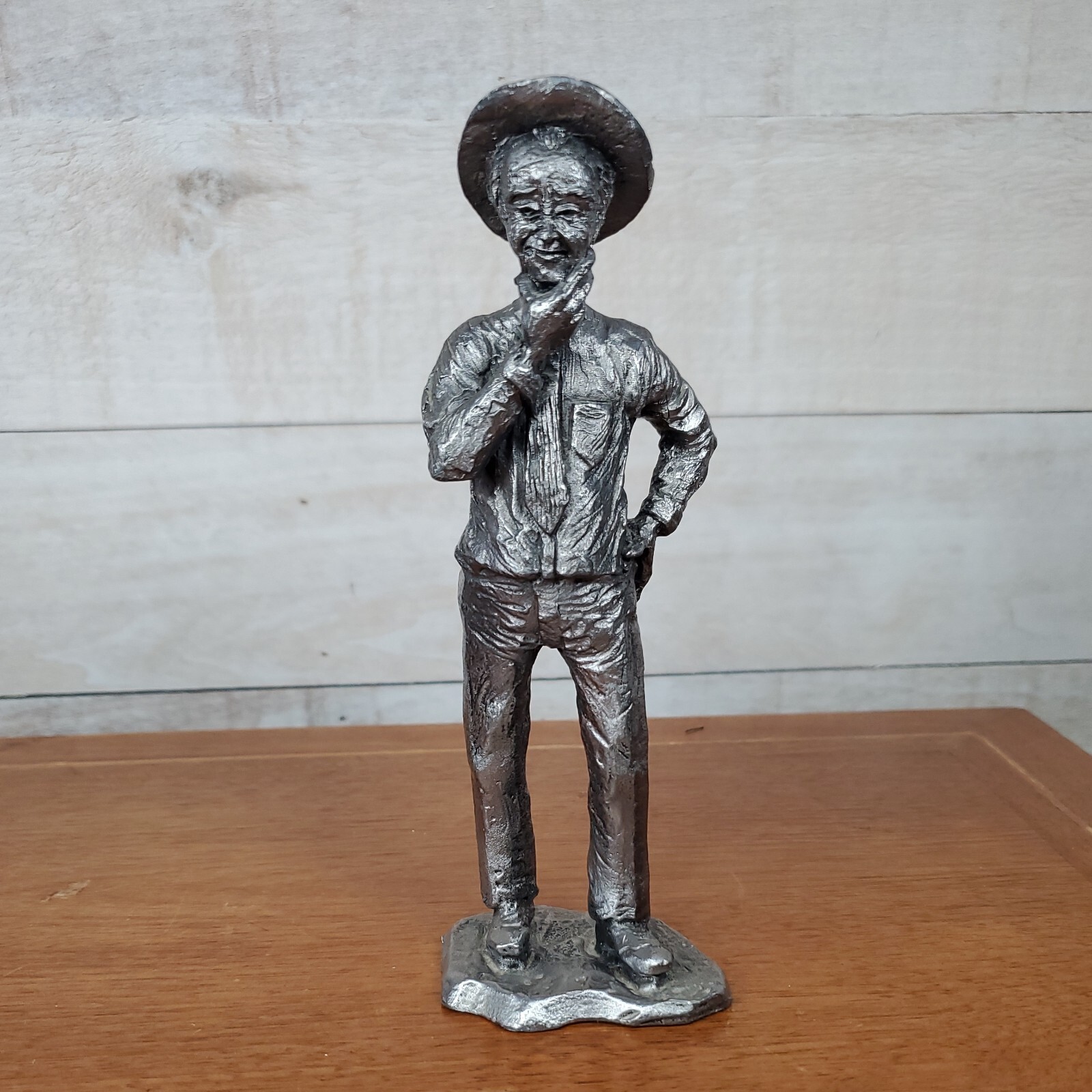 Michael Ricker Thinking Man Pewter Figuirine Signed 7 inches tall