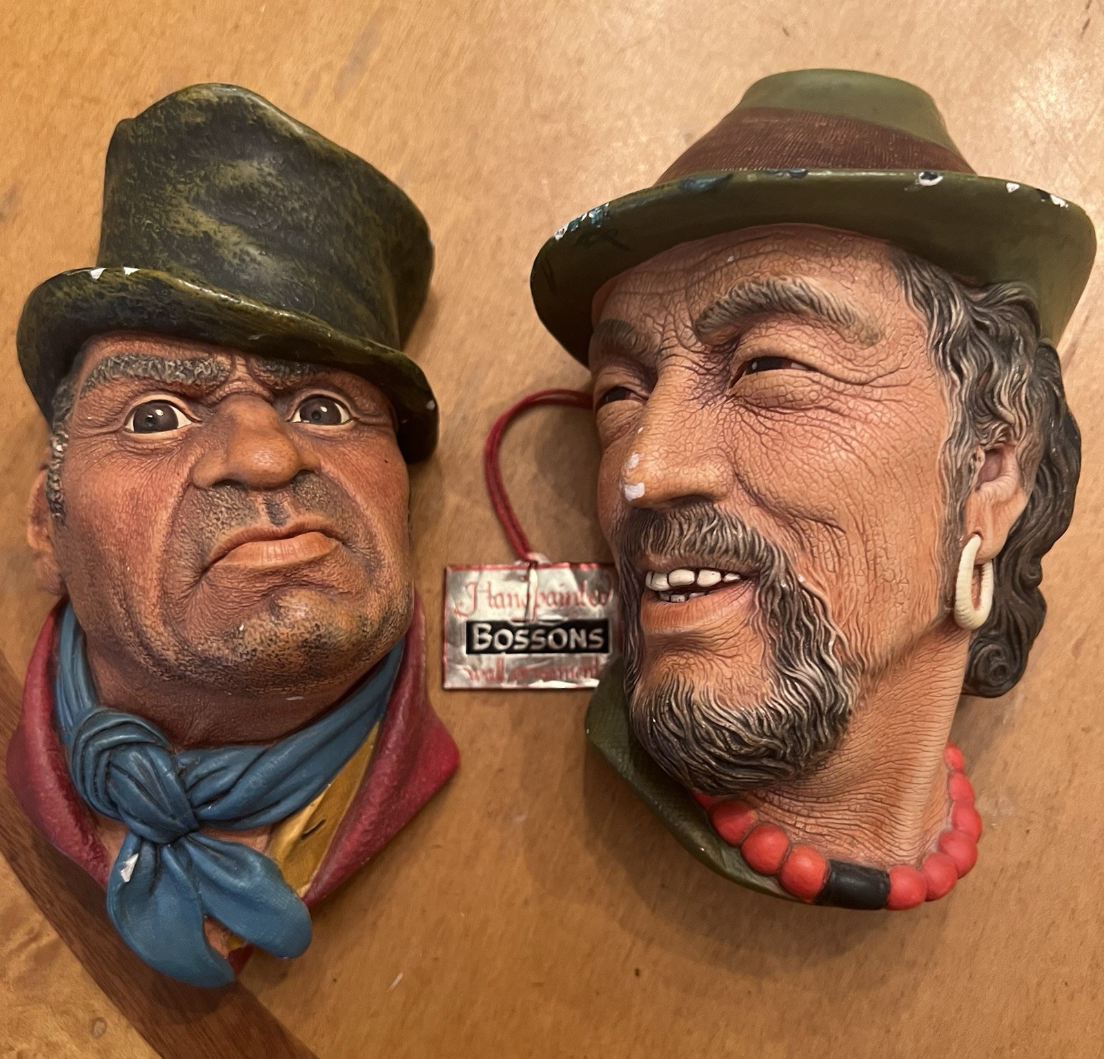 2 Vintage Bossons Chalkware Heads, Bill Sykes & Tibetan Man 1957