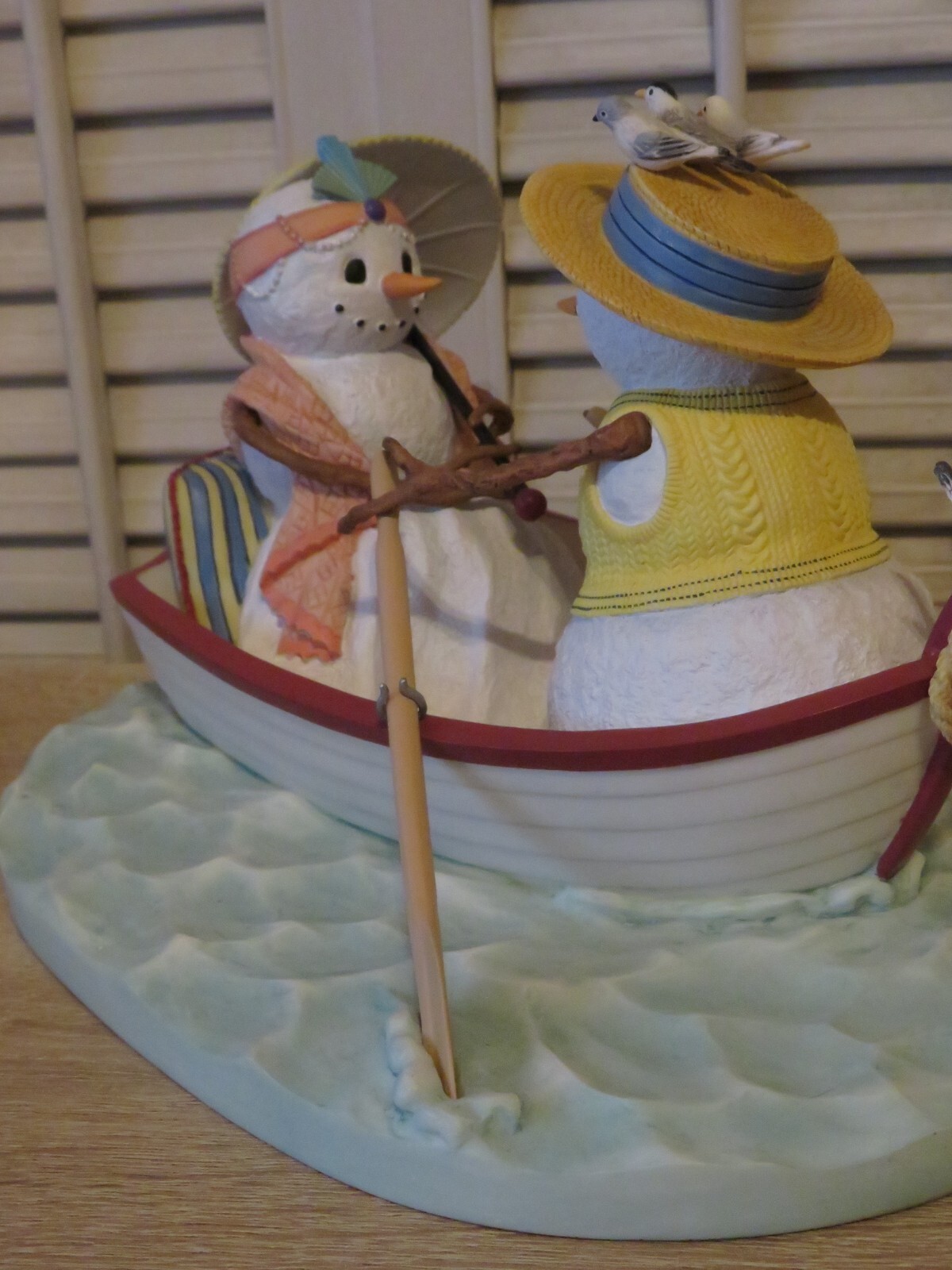 LENOX Lynn Bywaters SNOWFLAKE SOIREE Rowing Boat, Fish, Snowman Figurine