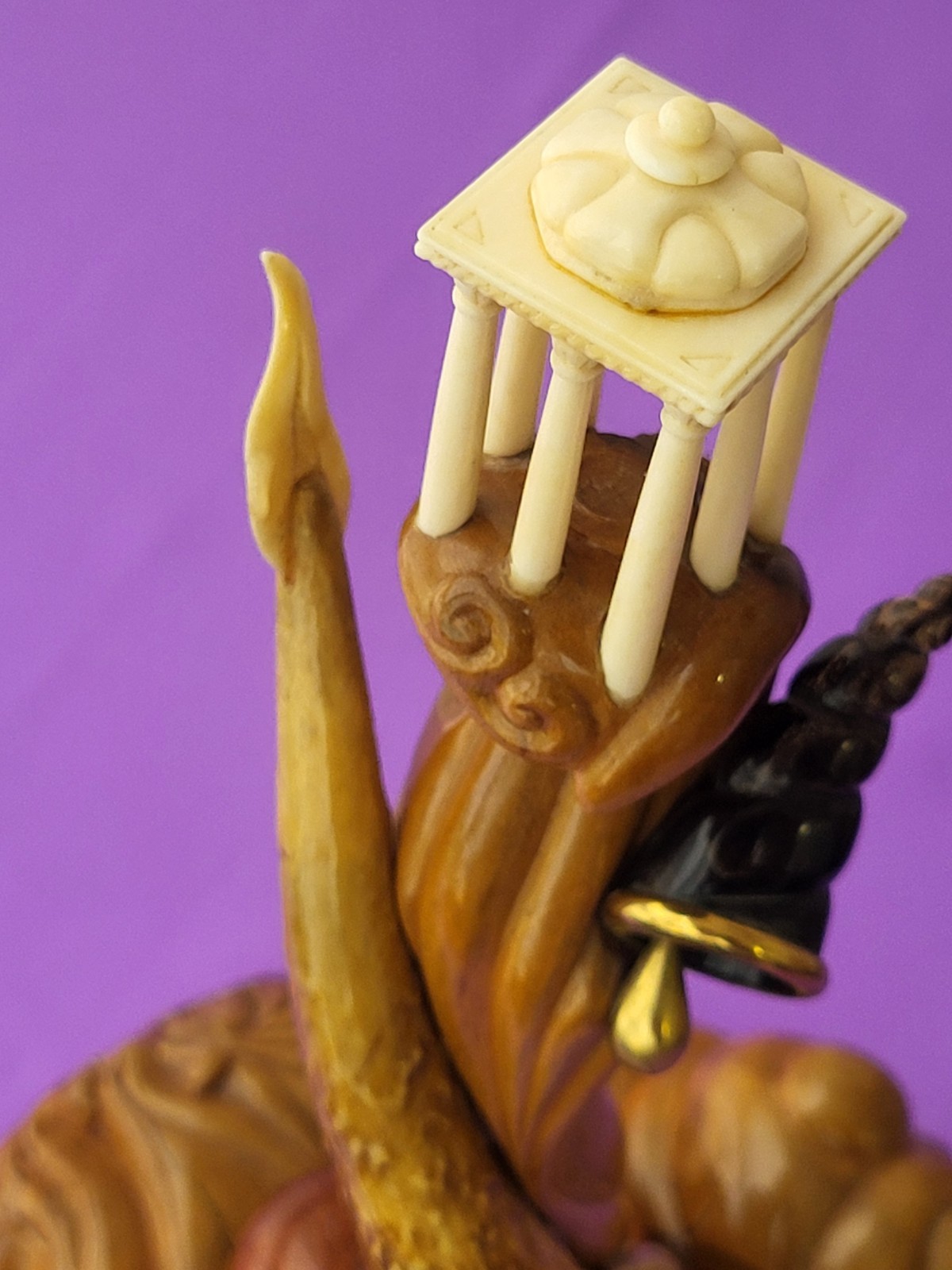 Vintage wooden carved sculpture Handmade statuette figurine on a marine theme