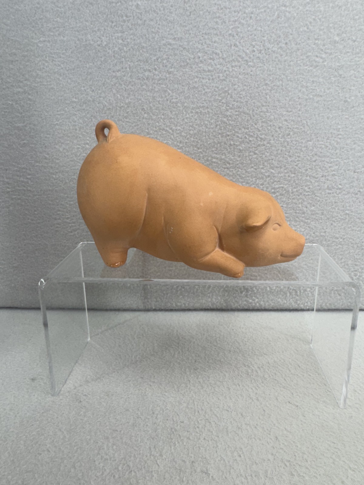 VTG 1988 Signed Terra Cotta Pig Figurine 6in Rustic Farmhouse Country Decor