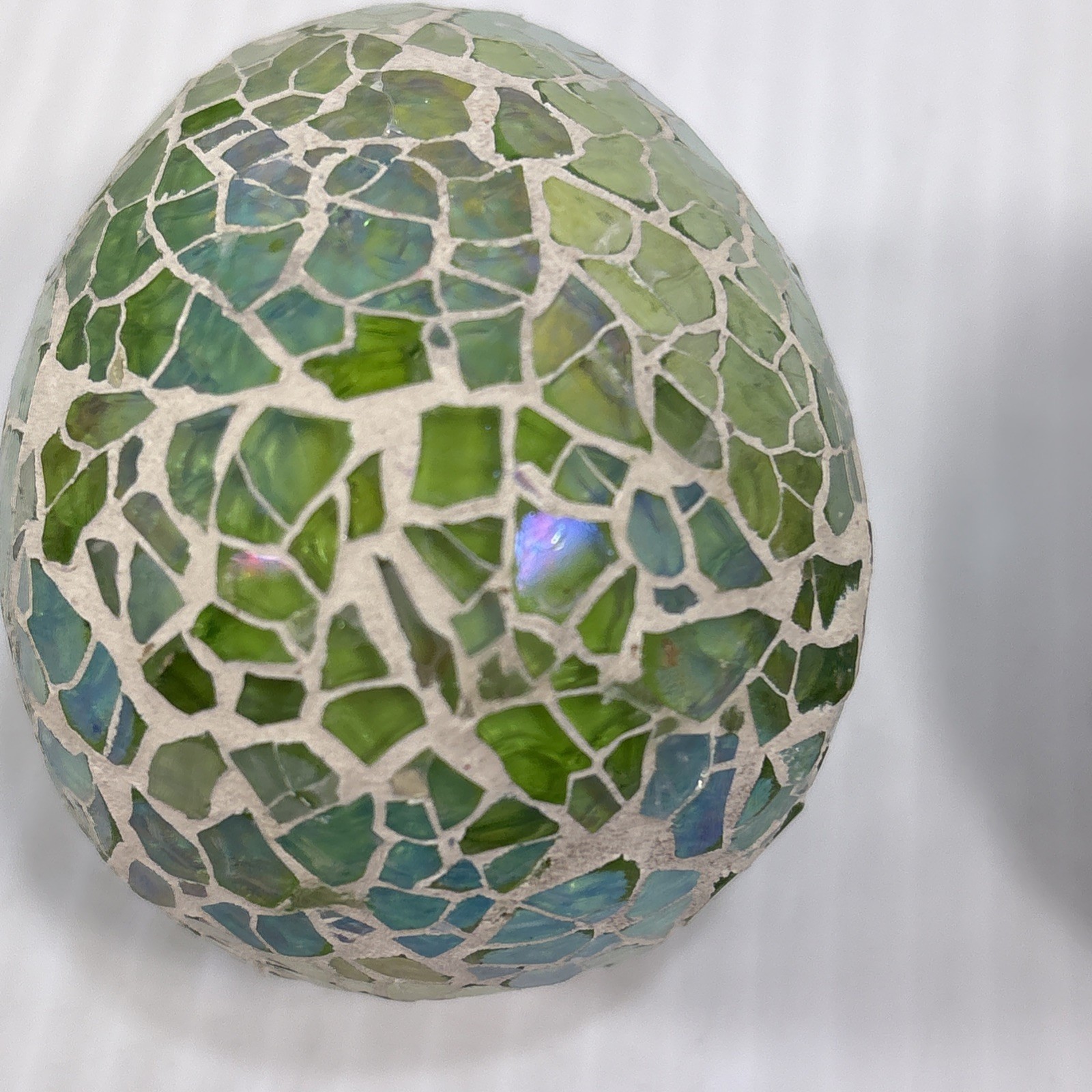 Multi Colored Mosaic Crackle Glass Egg Iridescent Ocean Spring Beach Pastel