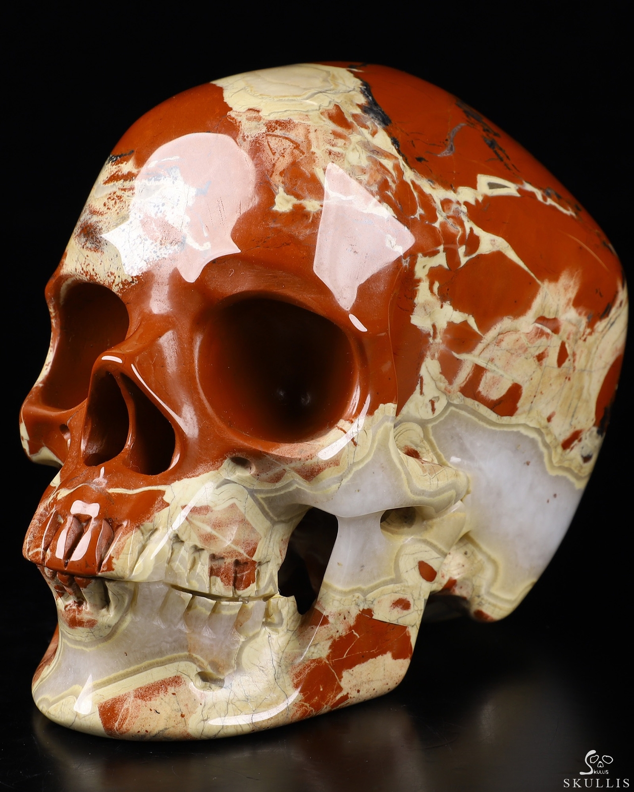 Huge 5.1″ Red Jasper Carved Crystal Skull,Super Realistic, Crystal Healing