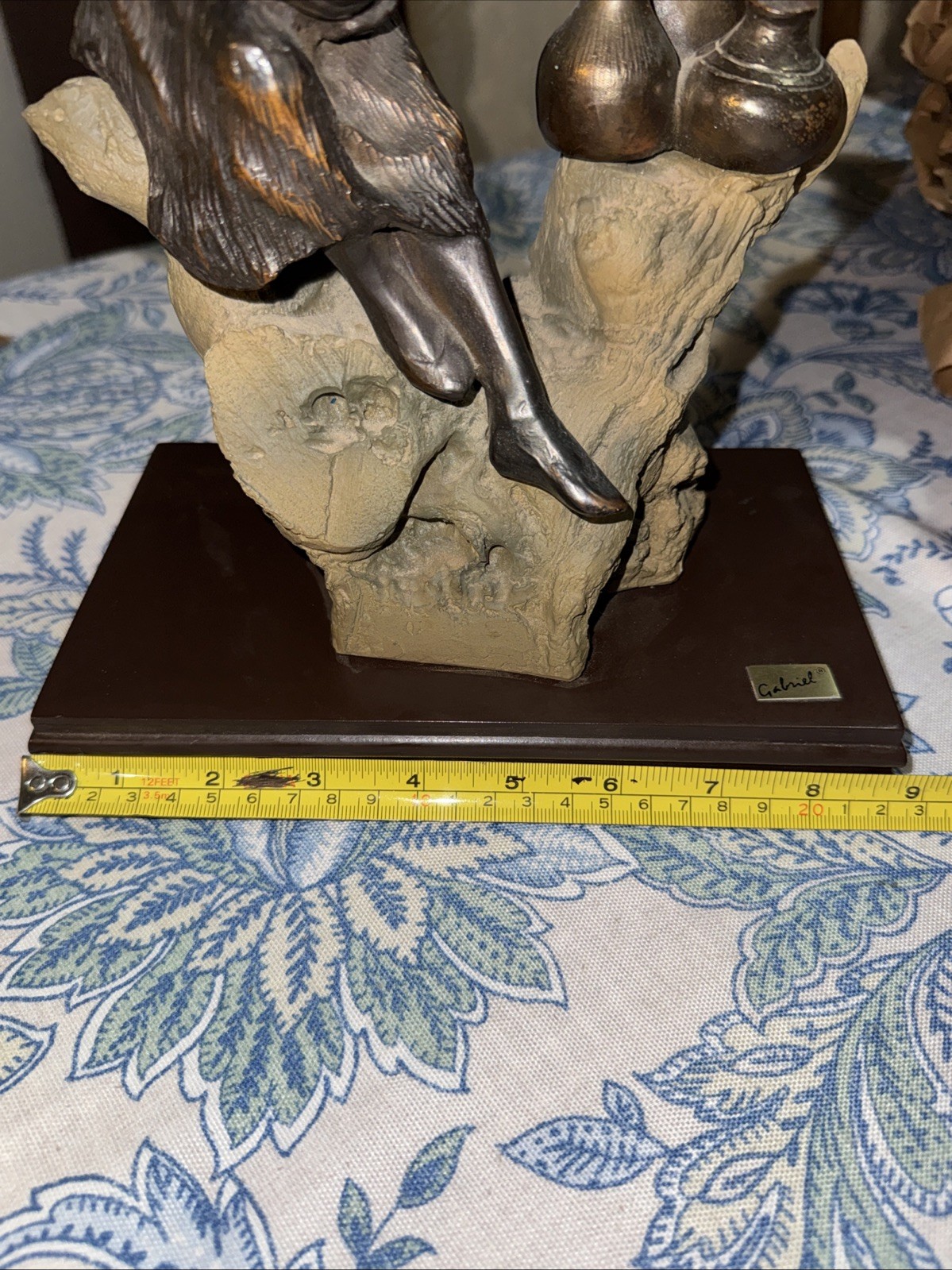 Vintage Bronze sculpture of a young girl who sits On a Tree Stump By-Gabriel