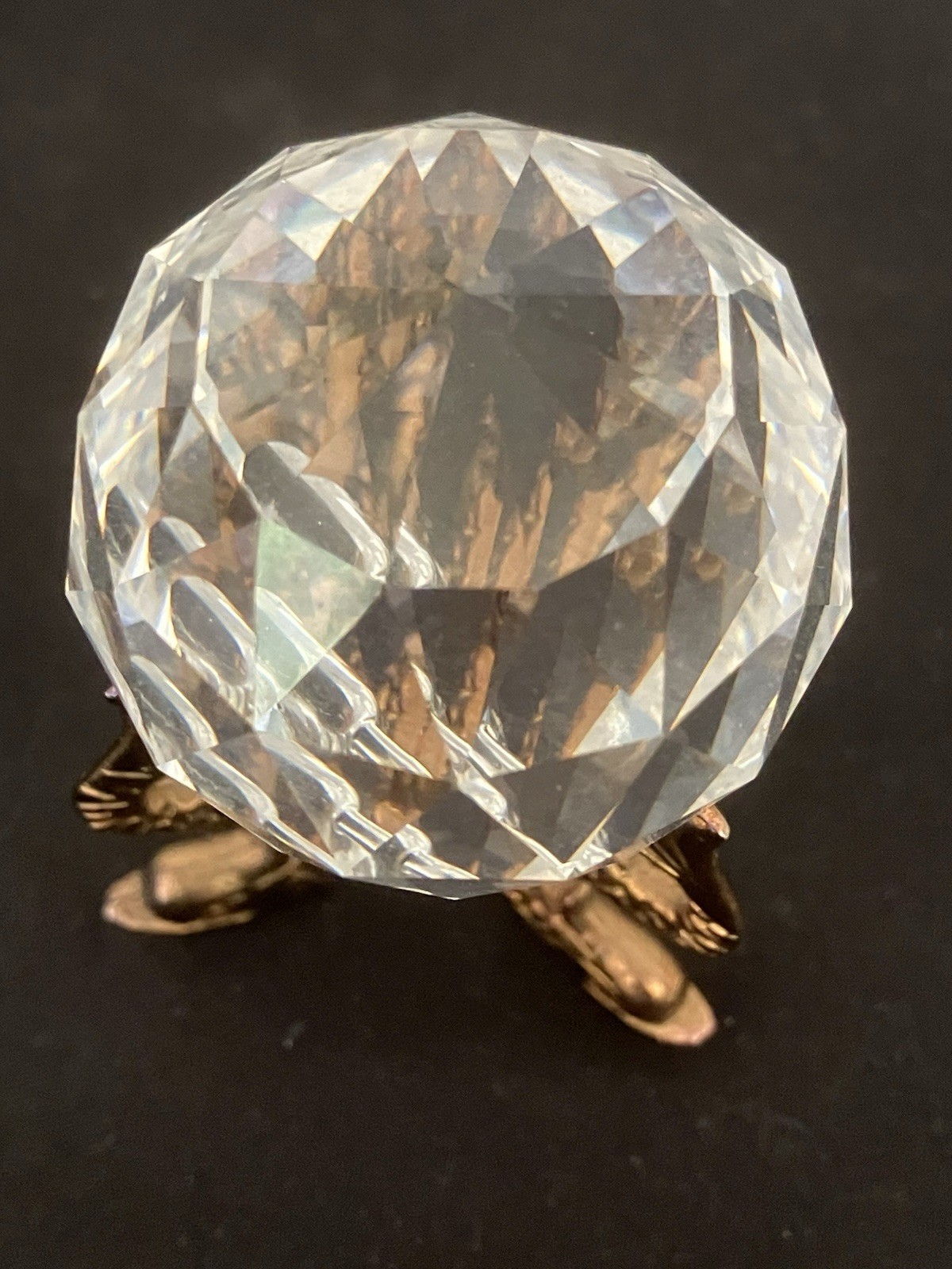 Vintage Swarovski crystal ball 1.5 inch diameter On Gold Mariner’s Stand UNIQUE