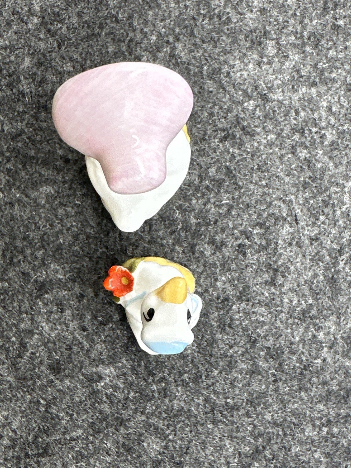 VTG Mother Goose And Baby Boy Mini Porcelain Figurines Holding Flowers