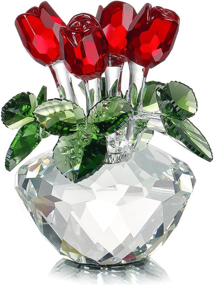 Crystal Red Rose Figurine Gift-Boxed