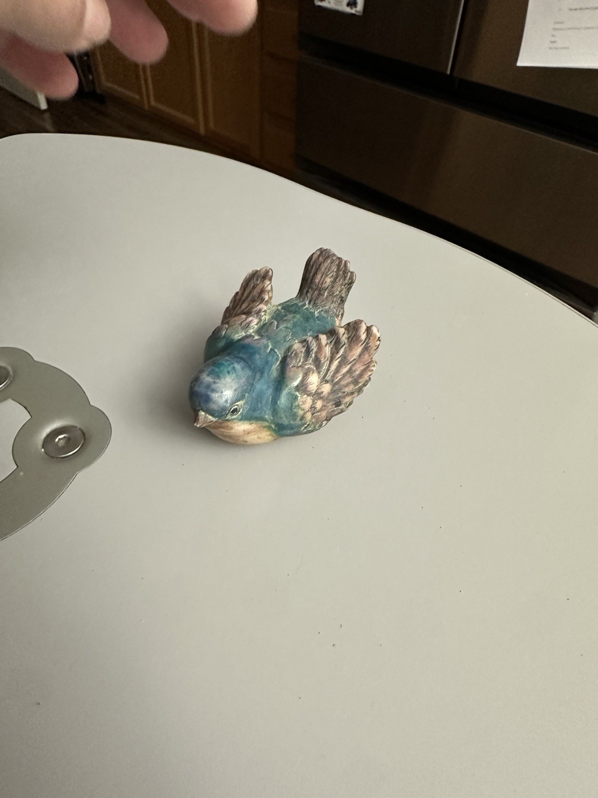 Matte Ceramic Blue Beige Gray Bird Figurine Animal Sculpture for Any Room